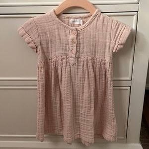 Jamie Kay 6/12 Organic Cotton Muslin Short Sleeve Dress in Candy Floss